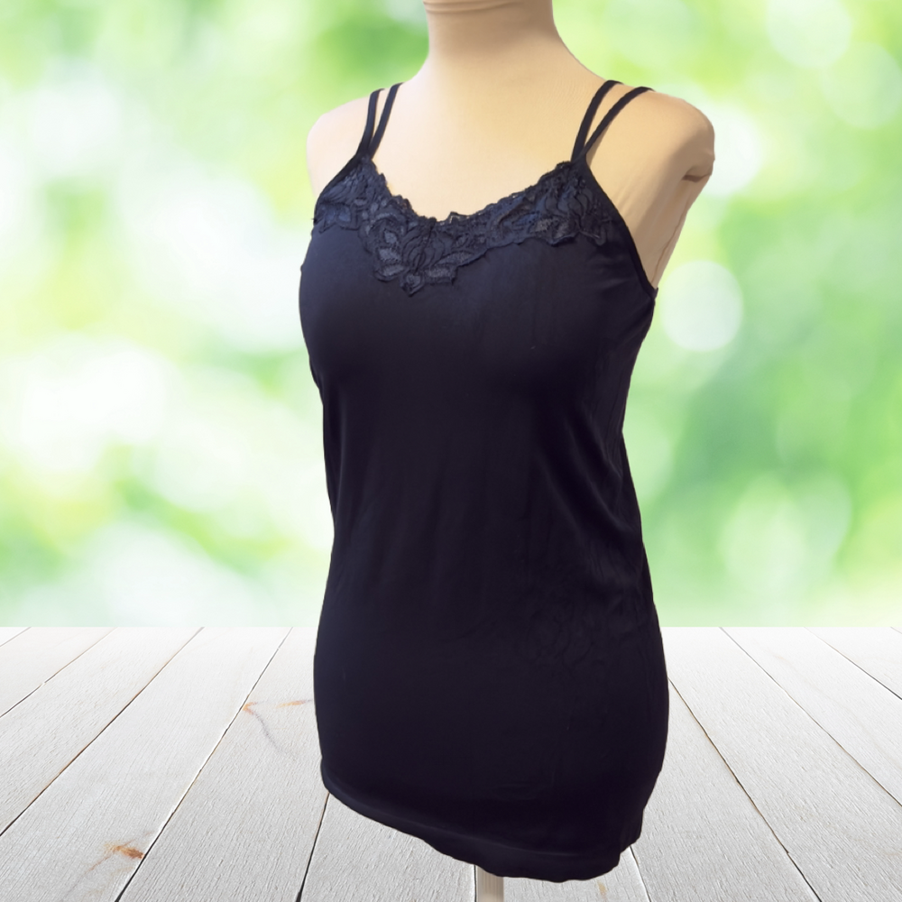 ULTRATEEZE Lace Trim Cami Tank Double Strap Bella Swan Y2K Black One Size